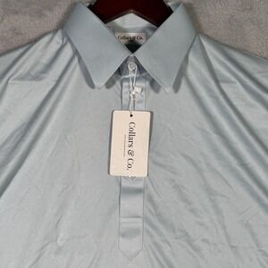 Collars & Co. Polo Shirt Mens Large Blue Dress‎ Collar Short Sleeve Performance